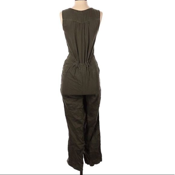 SUSINA MILITARY CARGO JUMPSUIT BUTTON FRONT SLEEVELESS OLIVE ARMY GREEN XS NWT - Picture 8 of 10